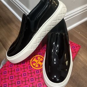 Tory Burch Patent Leather Slip On Sneakers